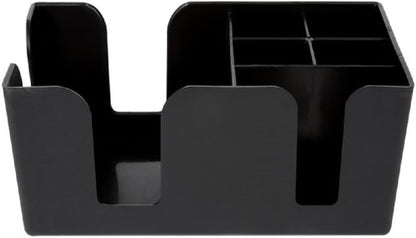 6 Compartment Bar Caddy 9-1/2" x 5-3/4" x 4-1/8" Black Color - Condiment Dispenser Countertop Organizer Condiment Supplies Holder for Home Work Restaurant