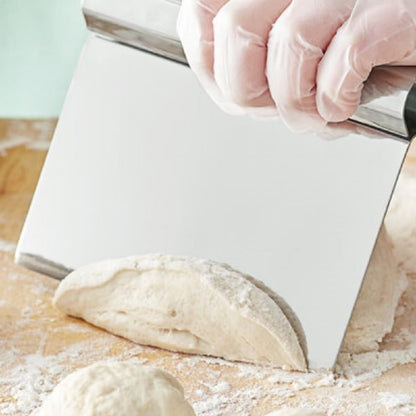 5-1/4" x 4-1/4" Stainless Steel Dough Scraper with Rolled Steel Handle - Multipurpose Food Scrappers Dough Cutter for Bread Dough Cake Fondant Icing Baking Cooking