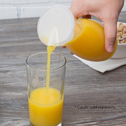 Polypropylene Snap Lid for 17 oz or 34 oz Traditional Carafe Set of 2 - Carafe Juice Containers Plastic Pitcher lid for Water Iced Tea Juice Lemonade Milk Cold Brew and Mimosa Bar