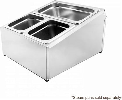 13-3/4" x 16-5/8" x 9" Stainless Steel Condiment Pack Holder with Three Divided Areas Fits 1/6 & 1/3 Steam Pans - Condiment Holder Organizer Hotel Pan Organizer Kitchen Restaurants