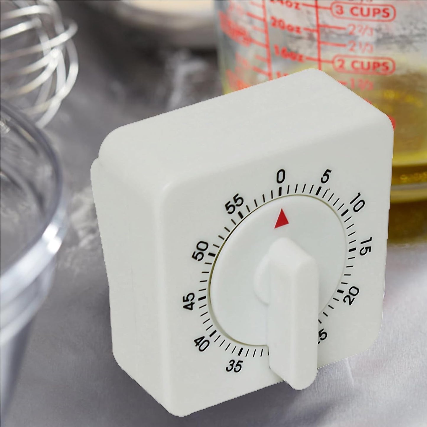 60 Minute Mechanical Dial Kitchen Timer White Color - Visual Kitchen Cooking Timer Clock Manual Countdown Timer Study Tool for Classroom Home Study and Cooking