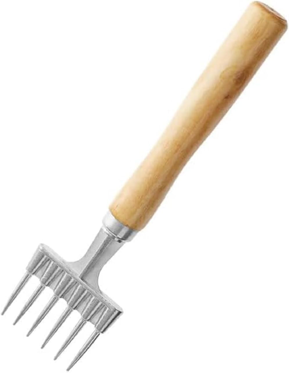6 Prong Ice Chipper Zinc Alloy Body with Wooden Handle - Durable Carving Bartender Pick Tool for Breaking Ice for Kitchen Bars Bartender Picnics Camping & Restaurant