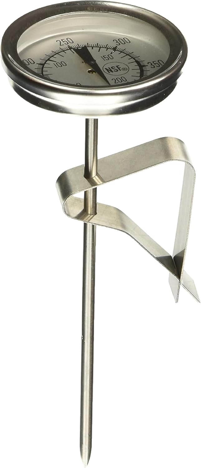 Stainless Steel 5 1/2" Candy Deep Fry Probe Thermometer with Pot Clip, 100°F to 400°F - Deep Frying Thermometer for Candy Maple Syrup Cheese Sugar