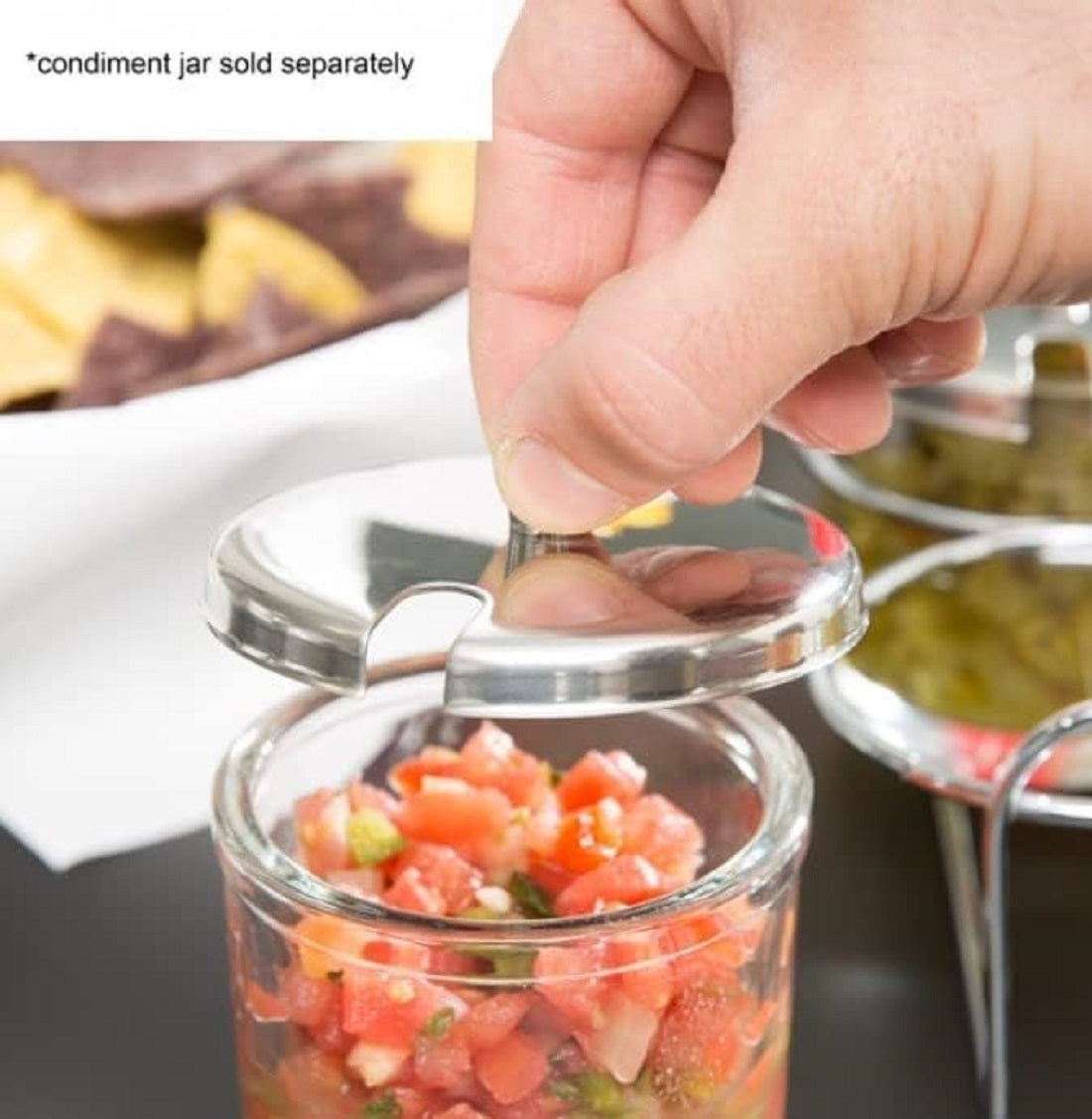7 oz Stainless Steel Condiment Jar Cover - Spice Jar Condiment Container Seasoning Organizer Glass Condiment Container for Spice Salt Sugar