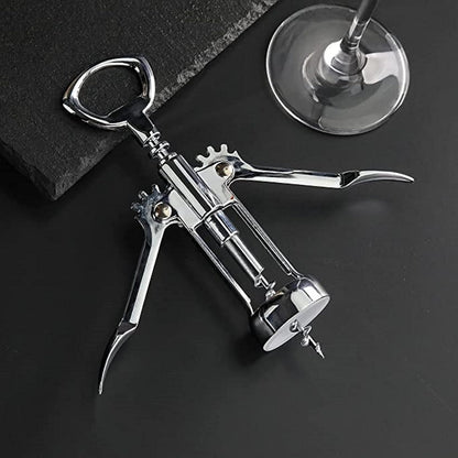 6-1/2" Heavy-Duty Wing Corkscrew Opener Chrome Plated Iron - Wine Opener Perfect Corkscrew to Open Wine & Beer Bottles Great Bottle Opener For Bartenders Restaurants Home
