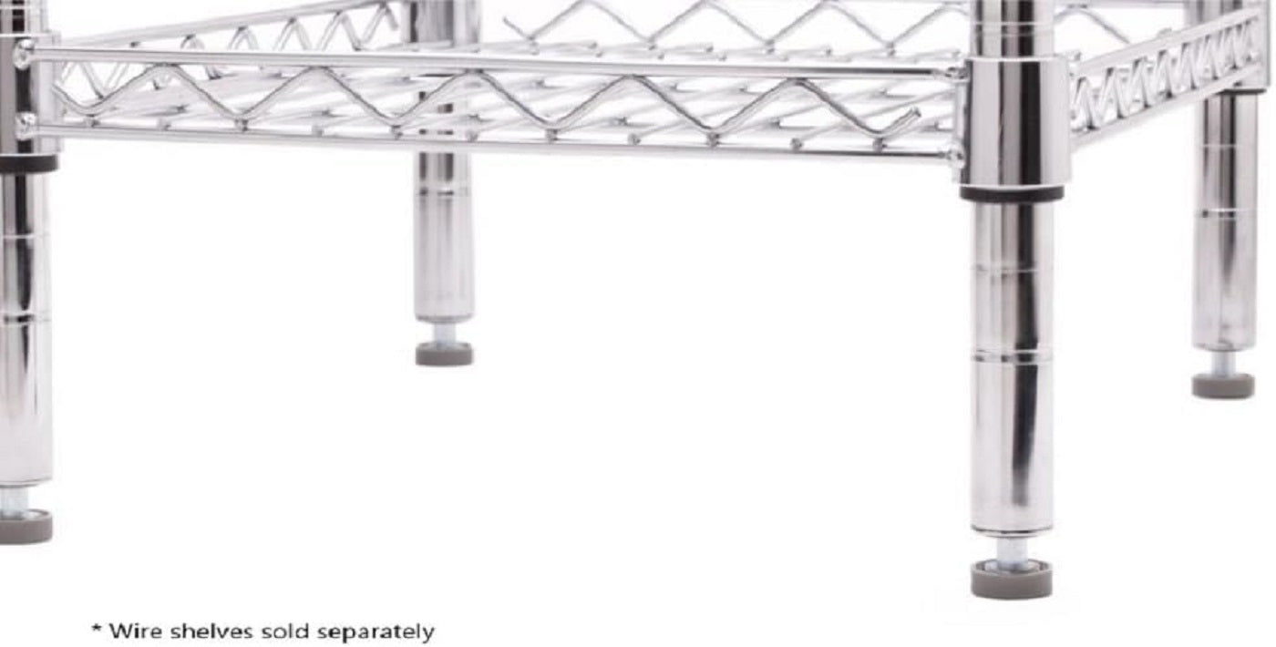 Set of 4 Foot and 3/8"-16 Threaded Insert Wire Shelving Unit Post Leveler - Leveler for Wire Shelving Rack for Kitchen Storage for Precise Height Adjustments