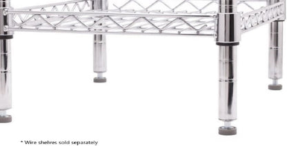 Set of 4 Foot and 3/8"-16 Threaded Insert Wire Shelving Unit Post Leveler - Leveler for Wire Shelving Rack for Kitchen Storage for Precise Height Adjustments