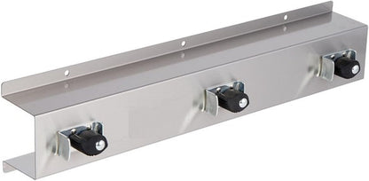 24" Stainless Steel 3 Slots Mop/Broom Rack - Holder Assembly for Mop Broom Racks Utility Cabinets Garage Storage System Garden Kitchen Tool Organizer