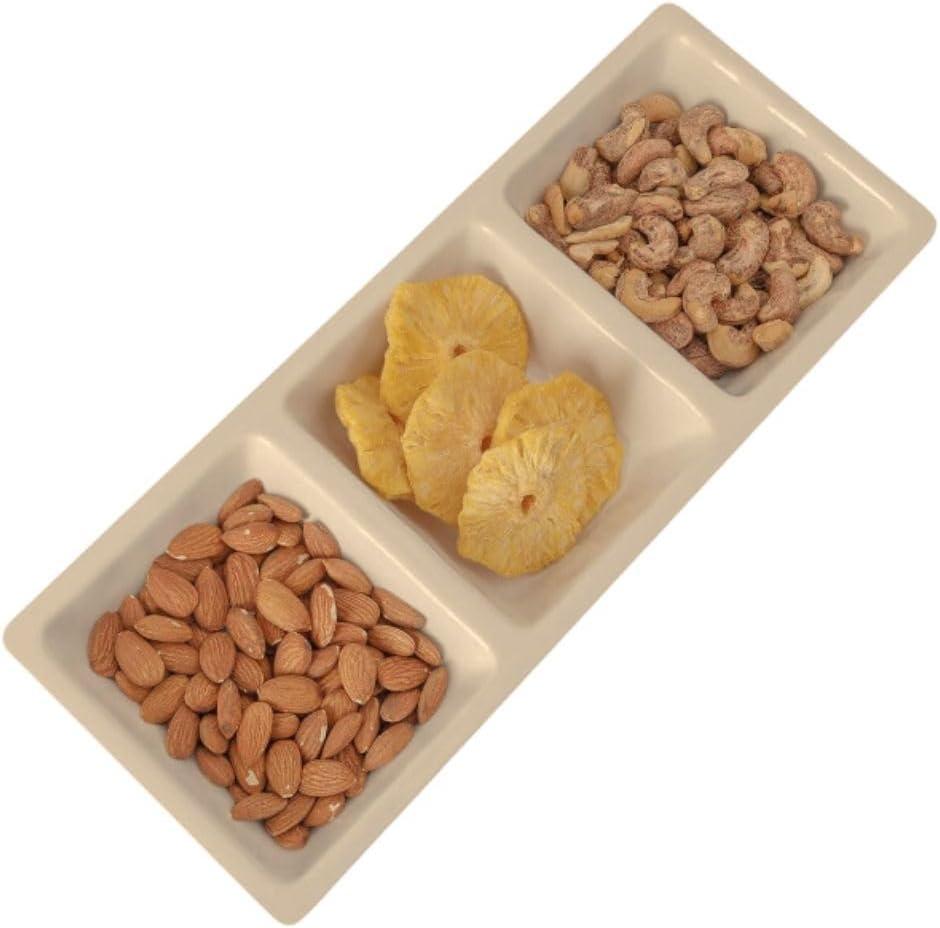 28 oz Rectangular 3-Section Tray Passion Melamine - Dishwasher Safe Serving Bowl Dipping Sauce Dishes Sauce Bowls for Dips Chips Veggies Fruits Home Restaurants