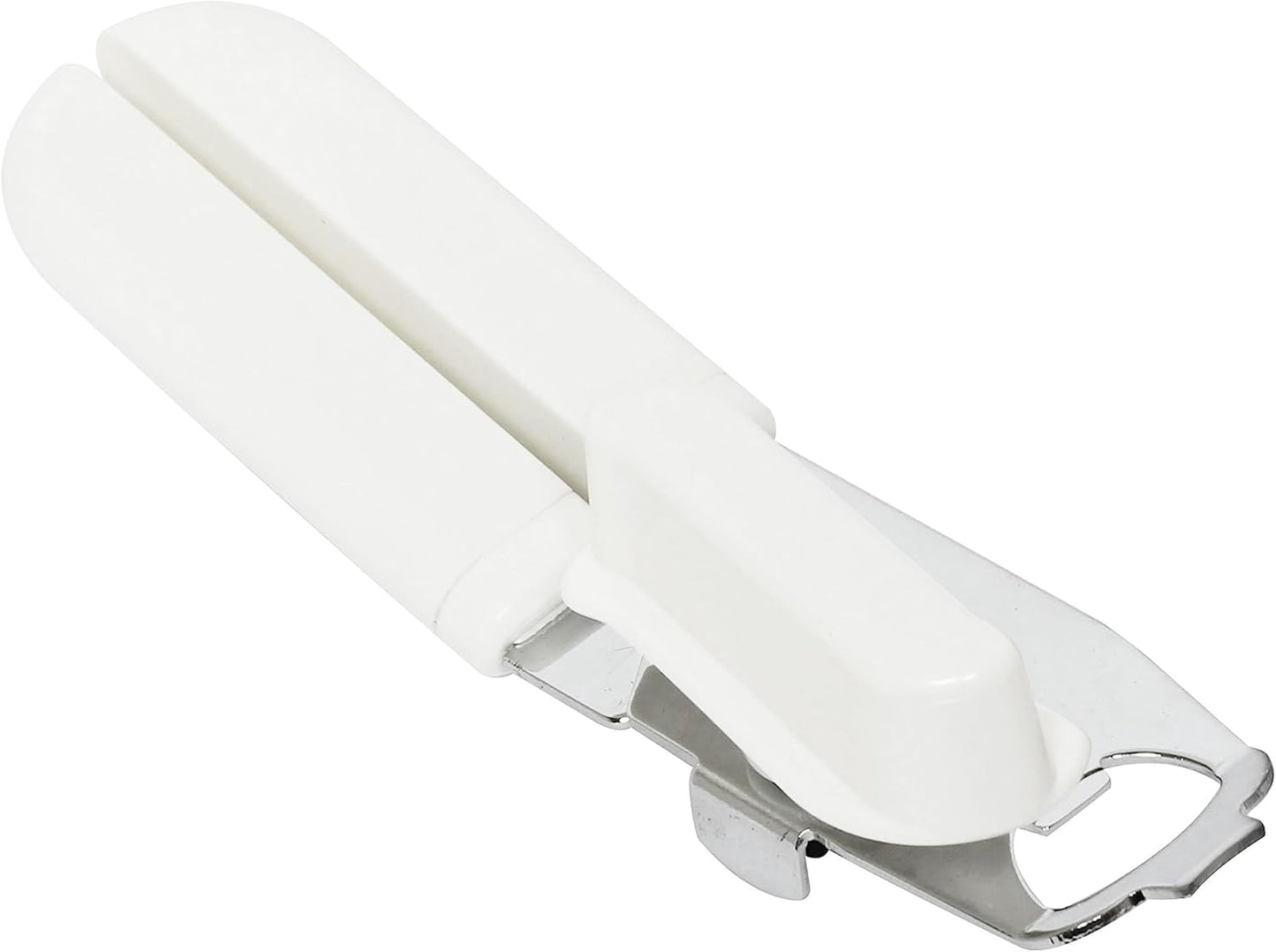 8" x 2" x 2-1/2" Manual Can Opener Iron Plated with White Color Plastic Handle - Built-in Bottle Cap Remover Handheld Easy Turn Knob Manual Hand Held Can Opener