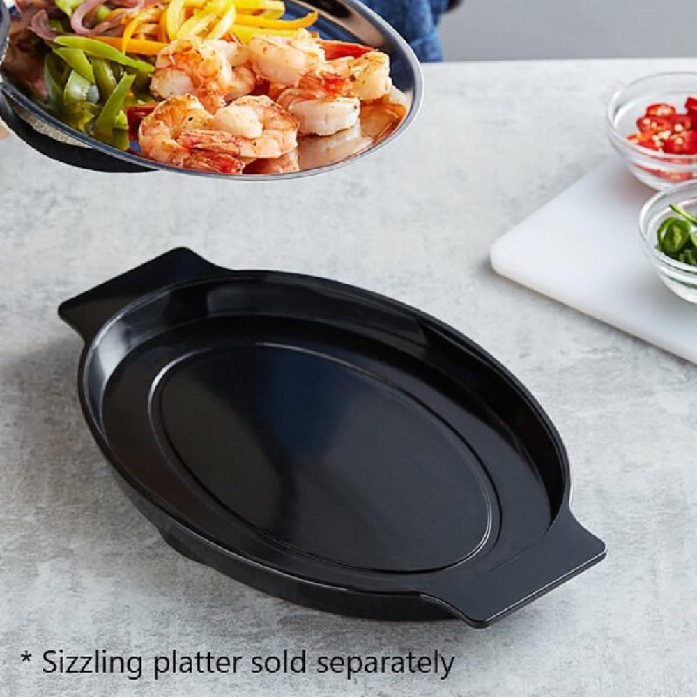 13-4/5" x 8-4/9" Oval Bakelite Underliner fits 11-5/8" x 8" Stainless Steel Sizzling Platter - Rectangular Sizzle Platter Underliner Base Restaurant Home Kitchen