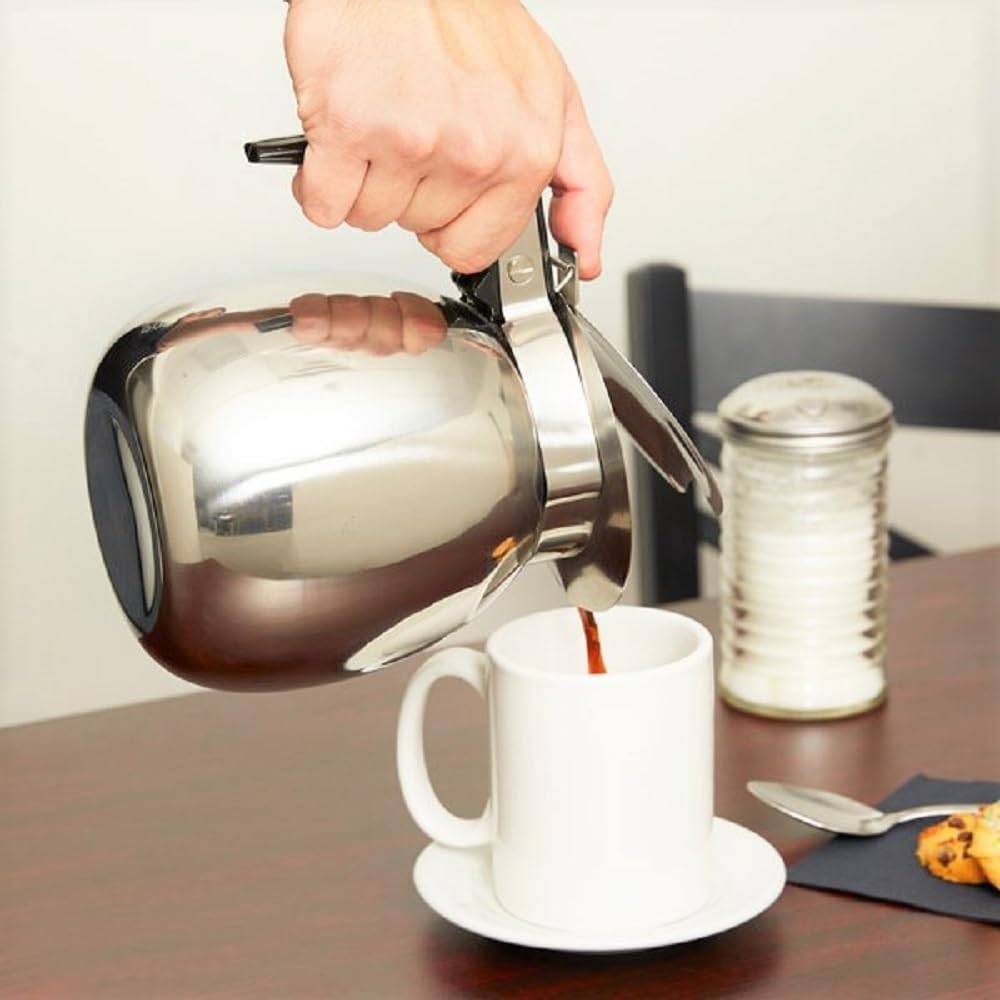 64 oz Stainless Steel Coffee Decanter with Black Easy-Grip Handle Mirror Finish- Coffee Server Beverage Serveware Coffee Carafes For Keeping Hot Liquids Coffee Pot Decanter