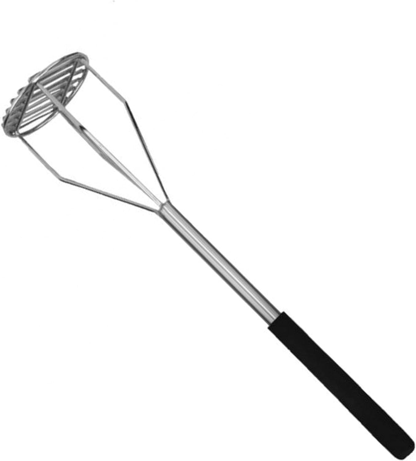 Round Potato Masher Iron Plated with Wooden Handle-Professional Integrated Masher Kitchen Tool & Food Masher/Potato Smasher Perfect for Bean Vegetable Fruits Avocado and Meat