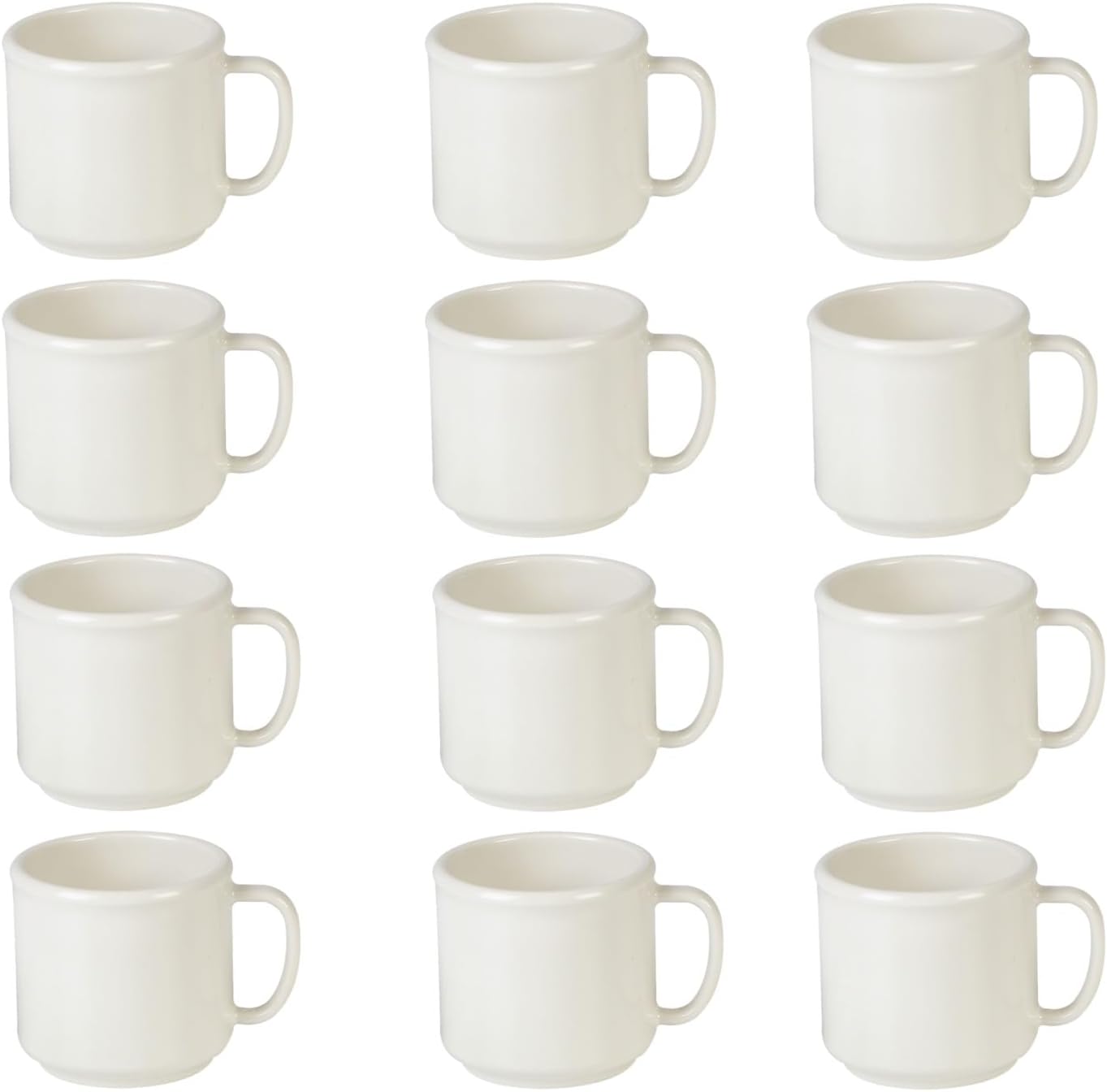 10 oz Mug Melamine Set of 12- Dishwasher Safe Break-Resistant Coffee Cup Set Reusable Plastic Cup for Latte Cappuccino Cocoa Hot Tea Mocha Home Cafe Restaurants