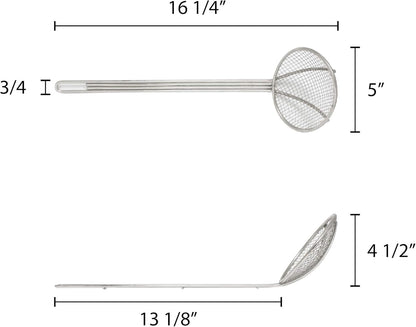 Round Wire Skimmer Nickel Plated- Mesh Strainer Skimmer Kitchen Utensil Food Strainer Skimmer Spoon for Cooking Sieve Sifters Rice Quinoa Pasta Fruits Vegetables