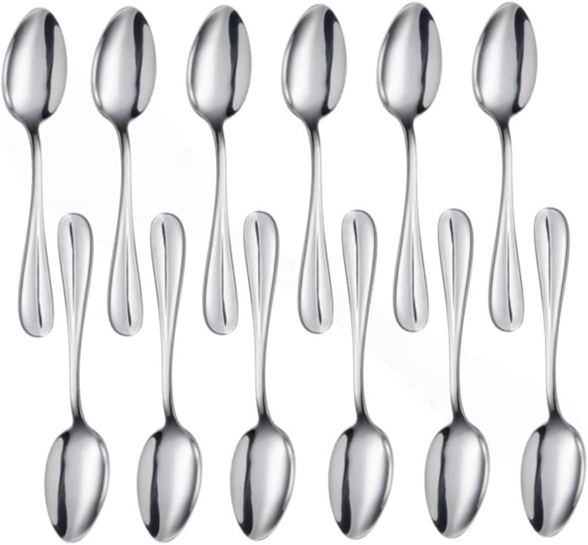 Set of 12 Stainless Steel - Steel Flatware Silverware Cutlery Kitchen Tableware for Home Restaurant for Stirring Coffee Dessert Cake Ice Cream Cappuccino