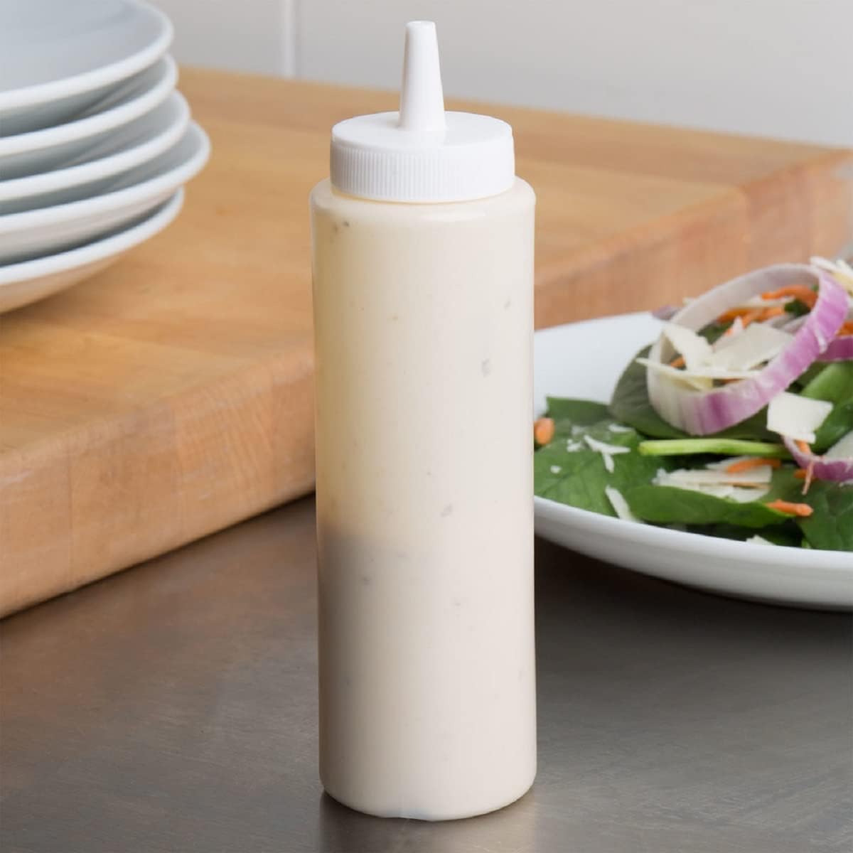 Set of 12 Squeeze Condiment Dispensing Bottles 8 oz - Plastic Squeeze Bottle For Sauces Spreads Ketchup Mustard Mayo Hot sauces and Olive oil