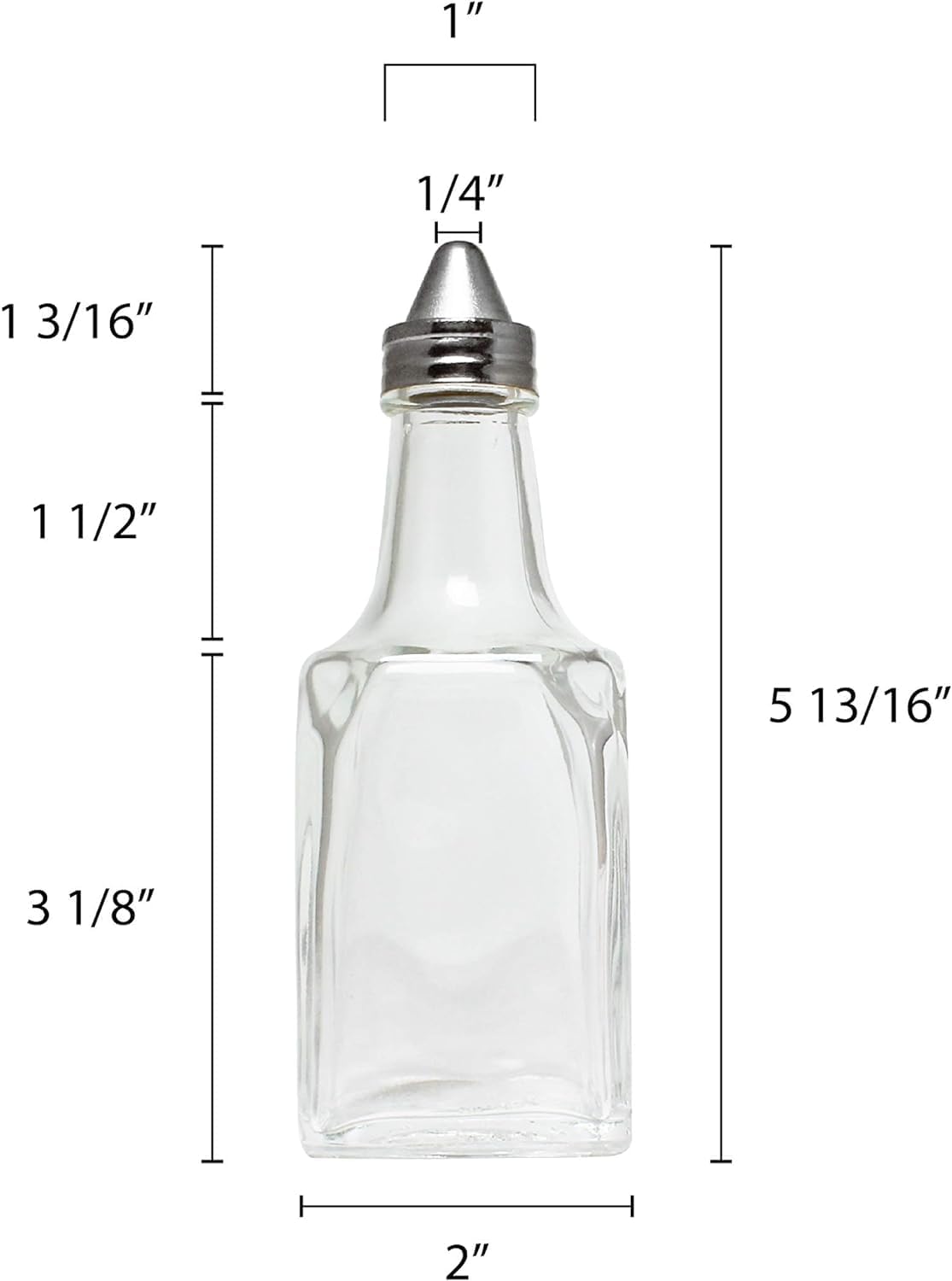 6 oz. Oil & Vinegar Glass Cruet with Stainless Steel Cap Set of 12- Glass Cruet Bottle Dispenser Olive Oil Carafe Decanter Vinegar Dispenser for Home Restaurants