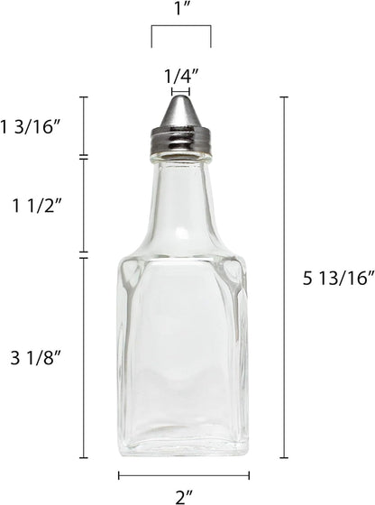 6 oz. Oil & Vinegar Glass Cruet with Stainless Steel Cap Set of 12- Glass Cruet Bottle Dispenser Olive Oil Carafe Decanter Vinegar Dispenser for Home Restaurants