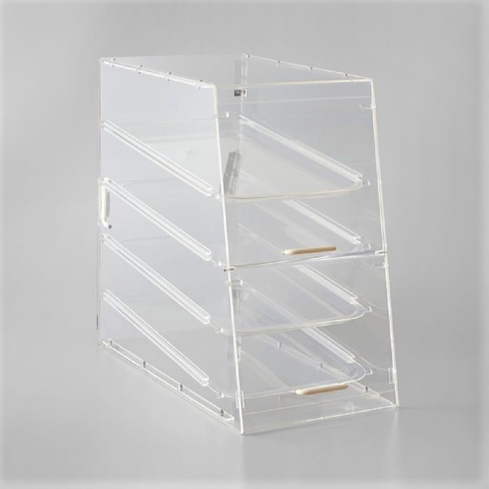 4 Tray Countertop Bakery Display Case with Rear Doors 14" x 24" x 24"- Pastry Case Box Retail Commercial Home use for Bagels Baked Goods Bread Donuts Vegetables