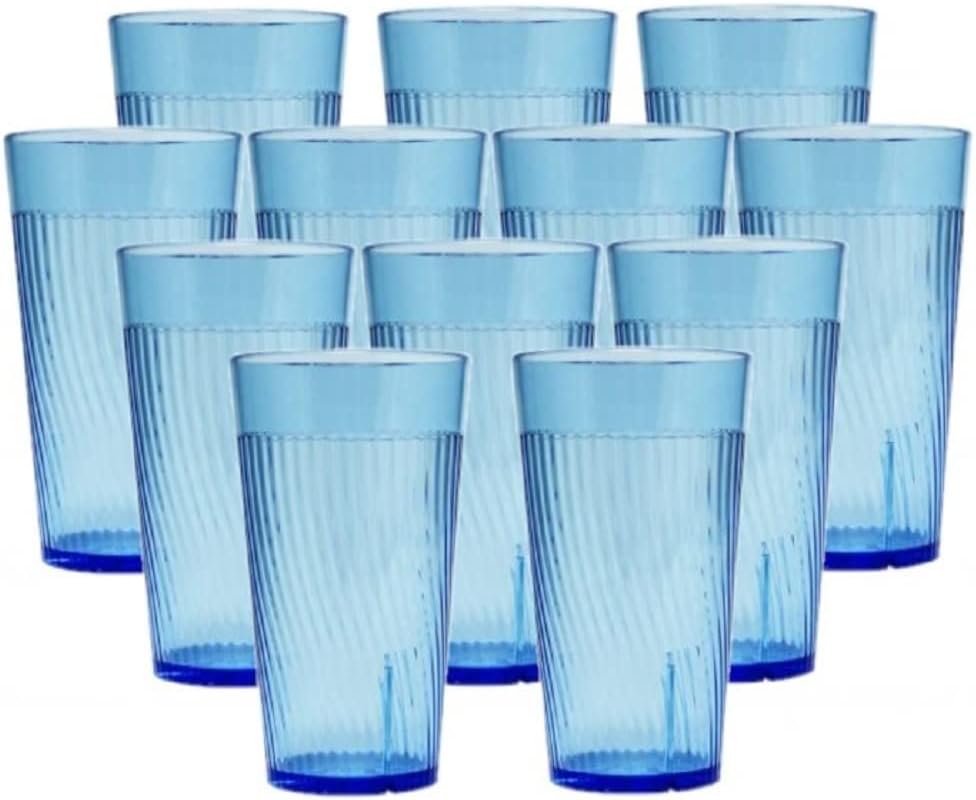 Belize Tumbler/Drinking Cups Green Polycarbonate Set of 12 - Premium Iced Tea Glasses Stackable Reusable Drinking Glasses Dishwasher Safe Break-Resistant for Home Restaurants