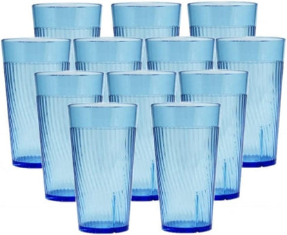 Belize Tumbler/Drinking Cups Green Polycarbonate Set of 12 - Premium Iced Tea Glasses Stackable Reusable Drinking Glasses Dishwasher Safe Break-Resistant for Home Restaurants
