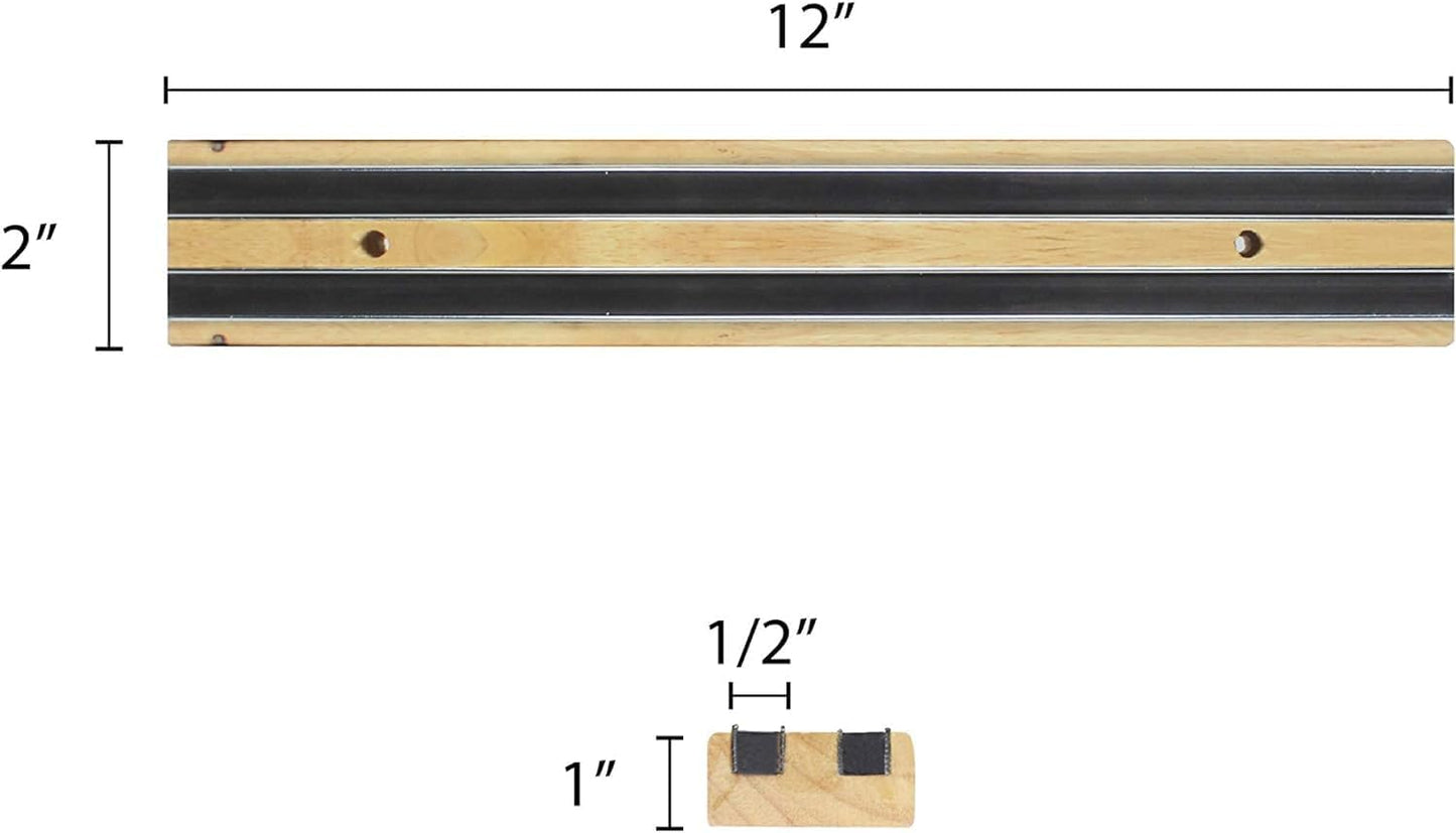 Magnetic Wooden Knife Tool Bar with Two Magnetic Strips- Multi-Purpose Functionality Knife Holder Knife Strip Magnetic Tool Organizer Knife Bar for Kitchen Utensil Organizer