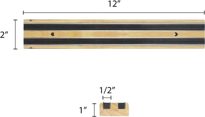 Magnetic Wooden Knife Tool Bar with Two Magnetic Strips- Multi-Purpose Functionality Knife Holder Knife Strip Magnetic Tool Organizer Knife Bar for Kitchen Utensil Organizer
