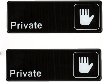9" x 3" Private Sign with Easy Peel Self-Adhesive White on Black Color Set of 2- Door Sign Waterproof Self Adhesive Store Signs Indoor/Outdoor Warning Marker Home Business Use