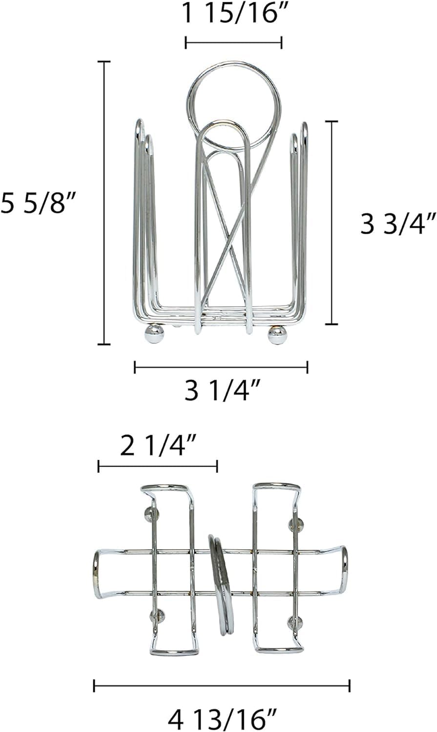Sugar Packet Holder Chrome Plated Set of 2- Metal Sweetener Container Coffee Accessories Sugar Caddy Holder for Restaurant Home Sugar Tea Bag Basket