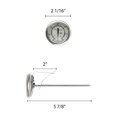 Stainless Steel 5 1/2" Candy Deep Fry Probe Thermometer with Pot Clip, 100°F to 400°F - Deep Frying Thermometer for Candy Maple Syrup Cheese Sugar