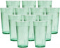 Belize Tumbler/Drinking Cups Green Polycarbonate Set of 12 - Premium Iced Tea Glasses Stackable Reusable Drinking Glasses Dishwasher Safe Break-Resistant for Home Restaurants