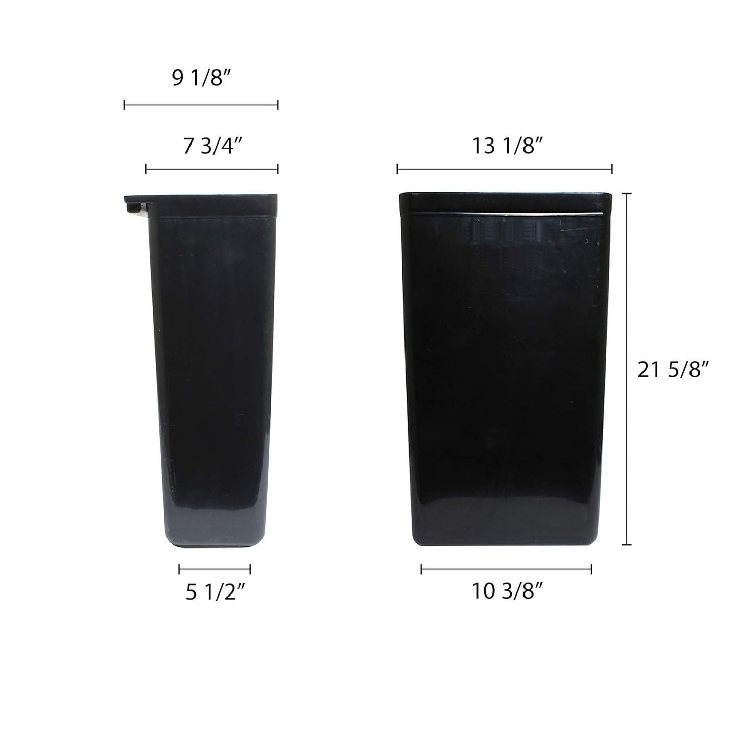 Refuse Bin for Utility/Bussing Cart 13" x 9-1/14" x 22" Black Color- Wastebasket Trash Can Plastic Restaurant Tub Fits Rolling Utility Cart Attachable