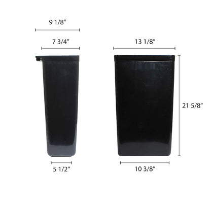 Refuse Bin for Utility/Bussing Cart 13" x 9-1/14" x 22" Black Color- Wastebasket Trash Can Plastic Restaurant Tub Fits Rolling Utility Cart Attachable