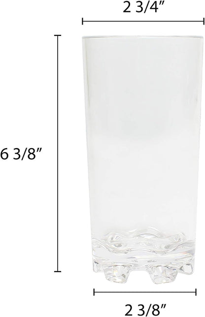 Classic Tumbler Polycarbonate with Footed Heavy Base Clear Color- Highball Drinking Glass Clear Tall Glass Cup Water Glass Mojito Glass Cup Cocktail Glass
