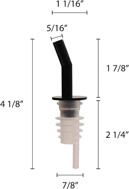 Flow Liquor Pourer with Black Collar Acrylonitrile Set of 12- Liquor Bottle Pourers Shot Dispenser Liquor Bottle Pourers Alcohol Pourers Bar Bartender Accessories