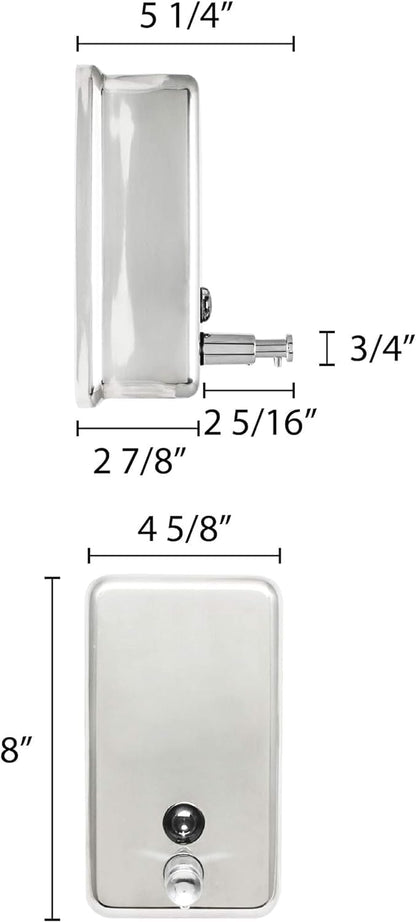 40 oz. Stainless Steel Vertical Soap Dispenser Surface Mounted - Commercial Soap Dispenser Stainless Steel Pump Refillable Liquid Hand Soap Dispenser for Bathroom