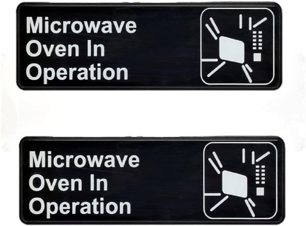 9" x 3" Microwave Oven In Operation Sign with Easy Peel Self-Adhesive White on Black Color Set of 2- Door Sign Waterproof Self Adhesive Store Signs Indoor/Outdoor Warning Marker Home Business Use