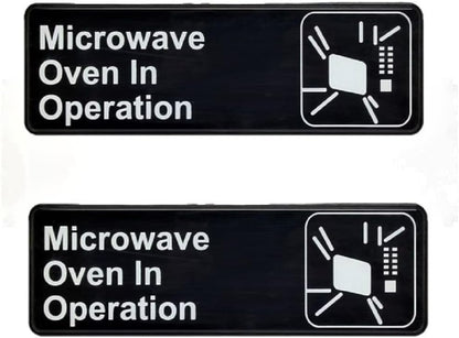9" x 3" Microwave Oven In Operation Sign with Easy Peel Self-Adhesive White on Black Color Set of 2- Door Sign Waterproof Self Adhesive Store Signs Indoor/Outdoor Warning Marker Home Business Use