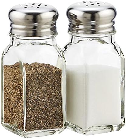 Classic Clear Glass Salt or Pepper Shakers with Stainless Steel Mushroom Tops Set of 12- Salt Shaker Stainless Lid-Glass Spice Jars Kitchen Accessories