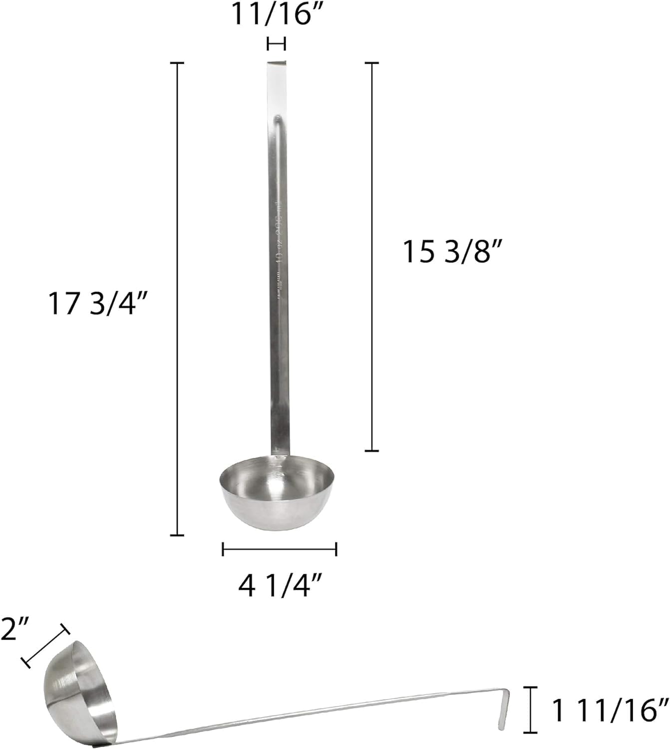 Stainless Steel Ladle with Long Hooked Handle- Kitchen Ladle Best Kitchen Accessories Cooking Serving Spoon Cooking Spon for Soup Chili Gravy Salad Dressing Pancake Batter
