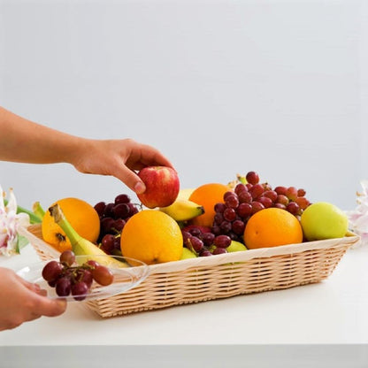 Rectangular Hand-Woven Bread Basket Natural Color - Restaurant Woven Food Serving Basket for Fruit Bread Serving Decorative Baskets Perfect for Cafe Home Restaurants