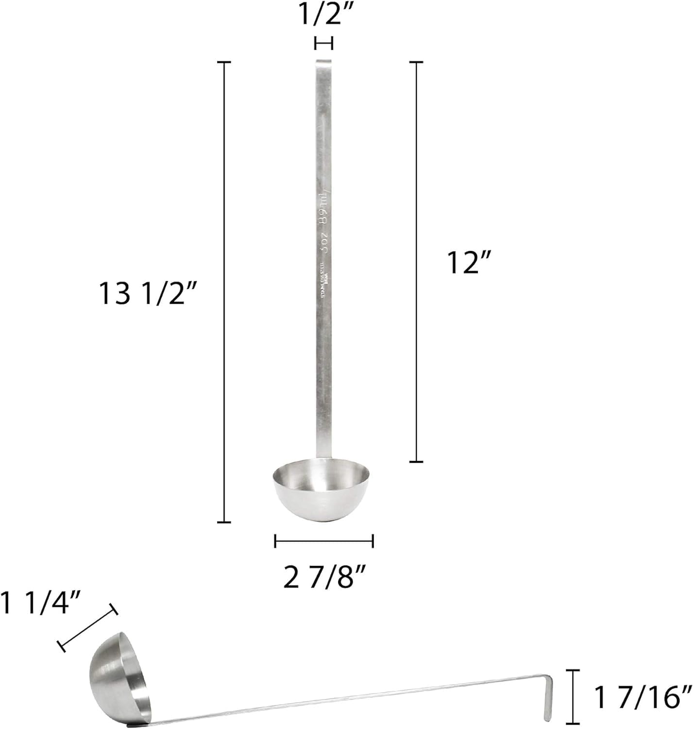 Stainless Steel Ladle with Long Hooked Handle- Kitchen Ladle Best Kitchen Accessories Cooking Serving Spoon Cooking Spon for Soup Chili Gravy Salad Dressing Pancake Batter