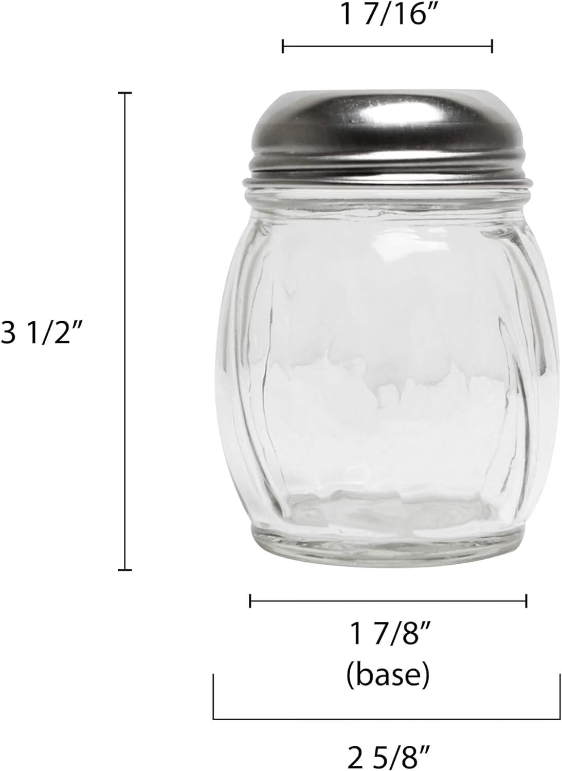 6 oz. Stainless Steel Slotted Swirl Glass Cheese Shaker Set of 12- Swirl design for Spices Parmesan Cheese Spice Shakers Salt & Pepper Shakers