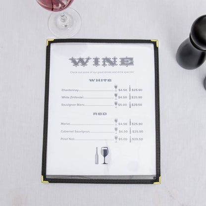 Set of 60 Black 8-1/2” x 11” Single Restaurant Menu Covers 1 Page 2 View Crystal Clear Menu Covers Fits A4 Size Paper Menu Sleeve Menu Folder Menu Book Holders for Bar Cafe Restaurant