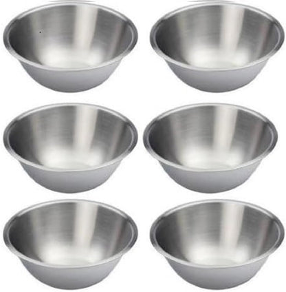 Stainless Steel Mixing Bowls - 6.5" Wide - Flat Bottom and Rim