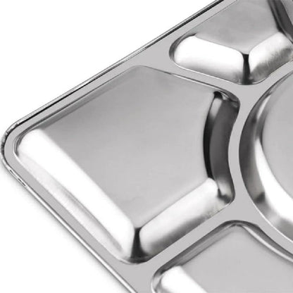 Stainless Steel Tray- Portion Control Plate Divided Plate Reusable Dinnerware Compartment Plate Dishwasher Safe Perfect for Dinner Dishes