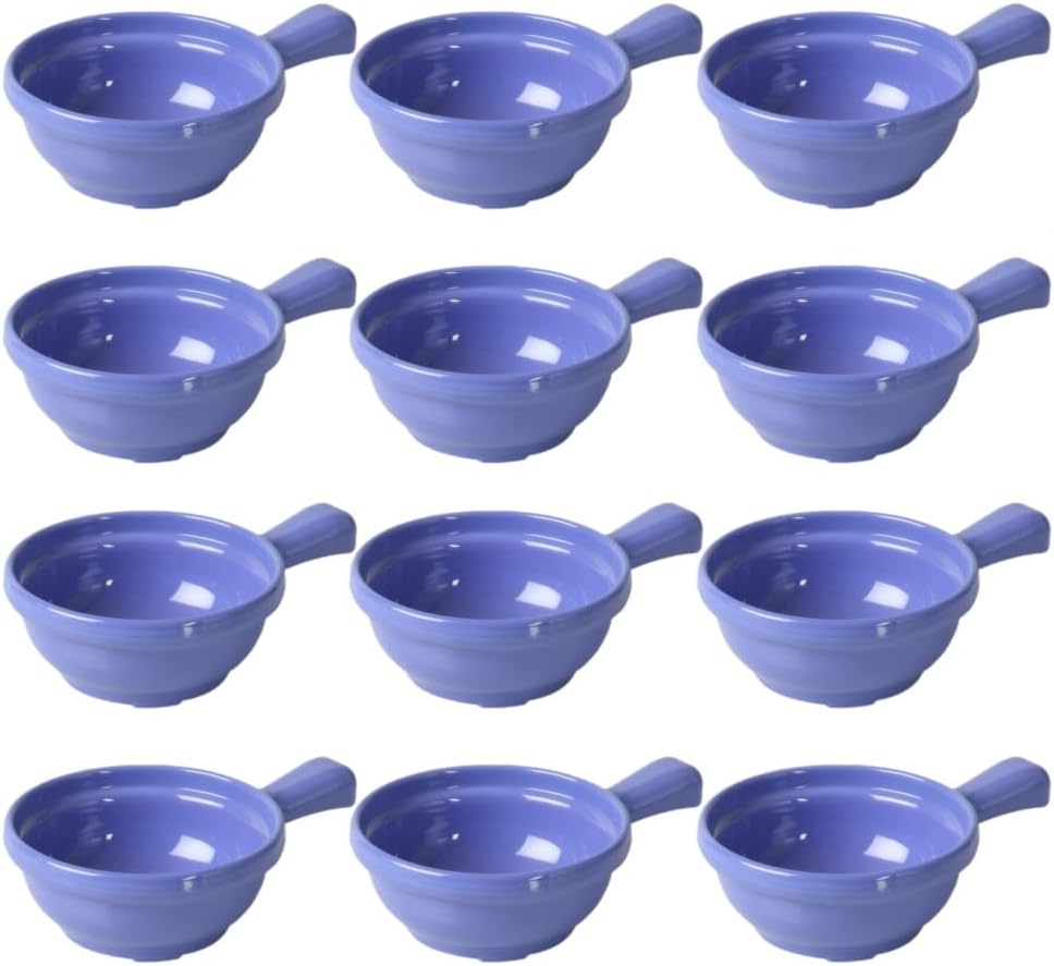 10 oz Soup Bowls with Handle Melamine Set of 12- Dishwasher Safe Break-Resistant Reusable Bowls Serving Soup Bowl Broth Cups Soup Bowls Ice Cream Dipping Sauce