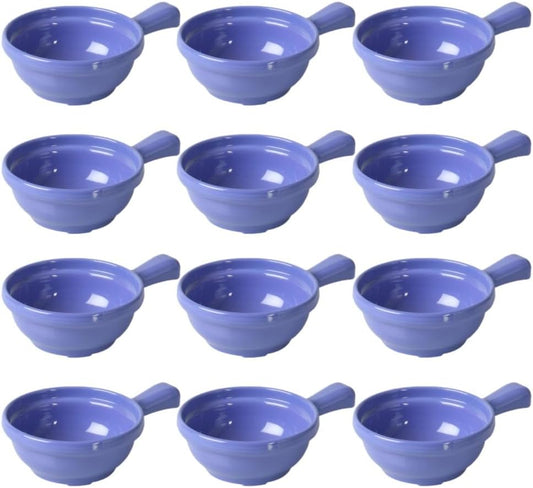 10 oz Soup Bowls with Handle Melamine Set of 12- Dishwasher Safe Break-Resistant Reusable Bowls Serving Soup Bowl Broth Cups Soup Bowls Ice Cream Dipping Sauce