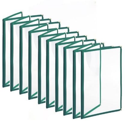 8-1/2” x 11” Double Fold Restaurant Menu Covers 2 Page 4 View Set of 10- Crystal Clear Menu Covers Fits A4 Size Paper Menu Sleeve Folder Menu Book Holders for Bar Cafe Restaurant